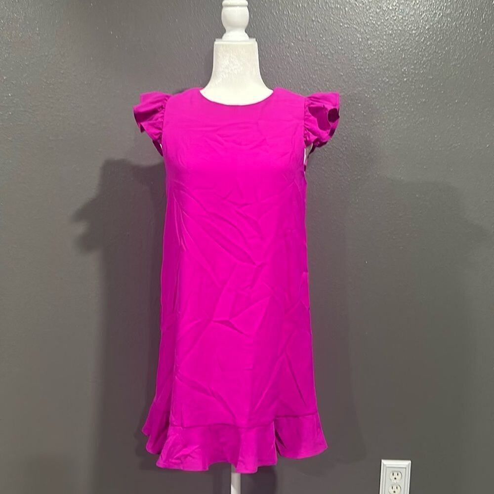 TCEC Vibrant Fuschia Dress With Ruffle Detail S NWOT